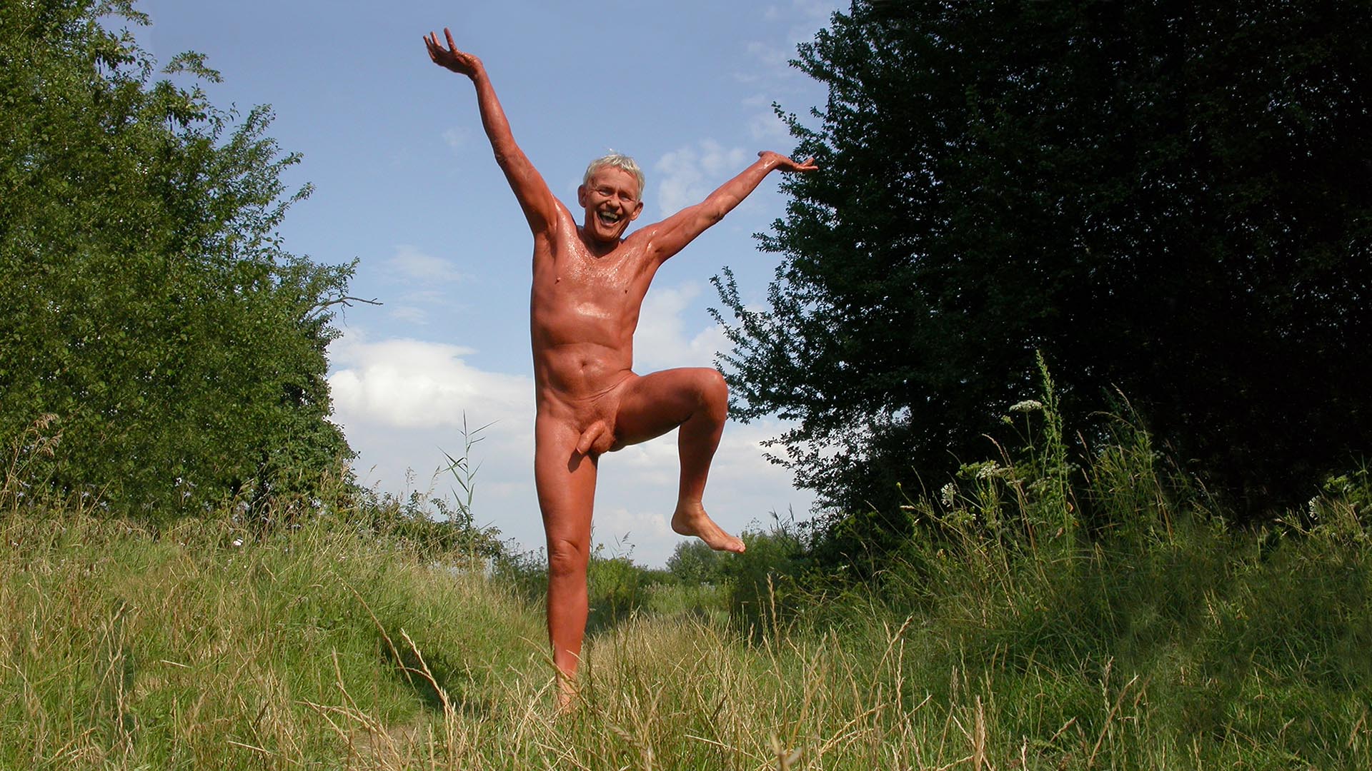 Man painted with clay in nature